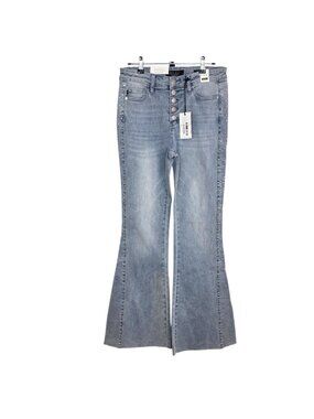 Judy Blue Flare Fit Mid Rise Jeans, Embellished, Diamante, Light Blue, Size 28